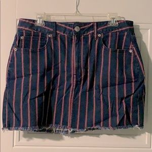 Red and white striped skirt